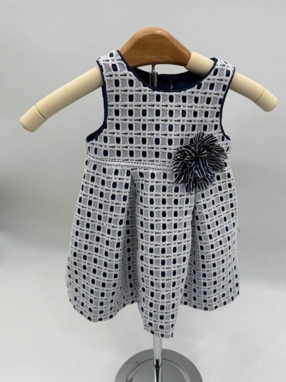 Marmellata Baby Girl Dress 12M Navy White Lace Overlay Sleeveless Spring Party